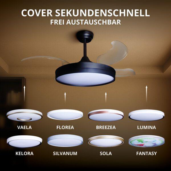 Deckenventilator mit Beleuchtung – schwarze Basis,